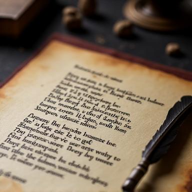 Estratto di poesia calligrafica su carta anticata, con penna d'oca e inchiostro scuro.